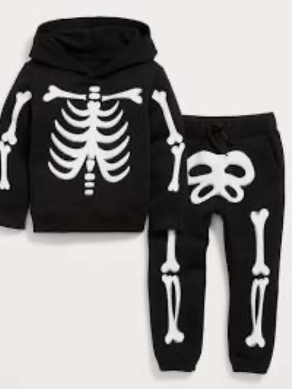 Old Navy Black & White Kids Skeleton Hoodie and Jogger Set